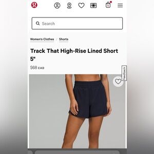 Lululemon track high-rise lined shorts in size 10